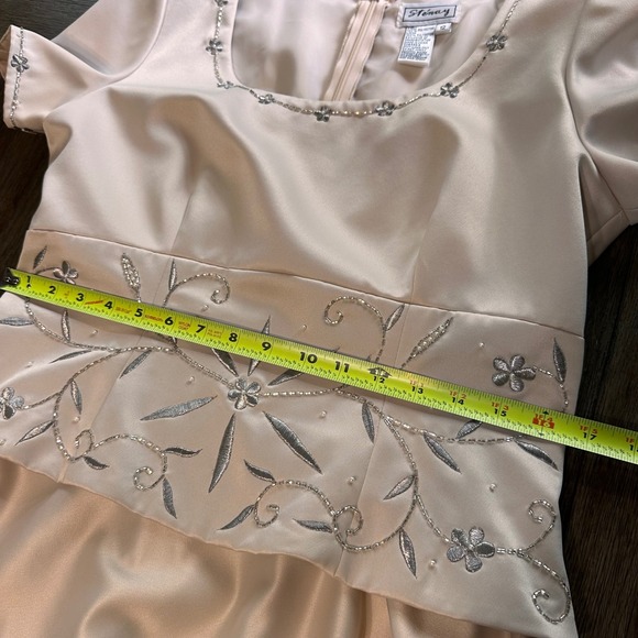 Vintage Stenay Champagne Formal Dress Size 12 Embellished‎ Evening Gown Maxi - Picture 11 of 14
